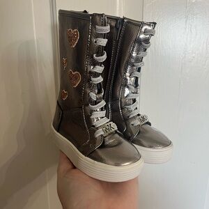 Michael Kors Pewter Kids Shoes with Gold Heart Accents